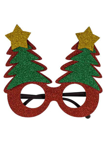Weihnachten Spaß-Brille - Rot mit Baum