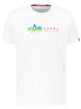 Alpha Industries Label  T-Shirt - weiss - metal - red 
