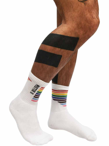 MISTER B Regenbogen Progress Crew Socks weiss 